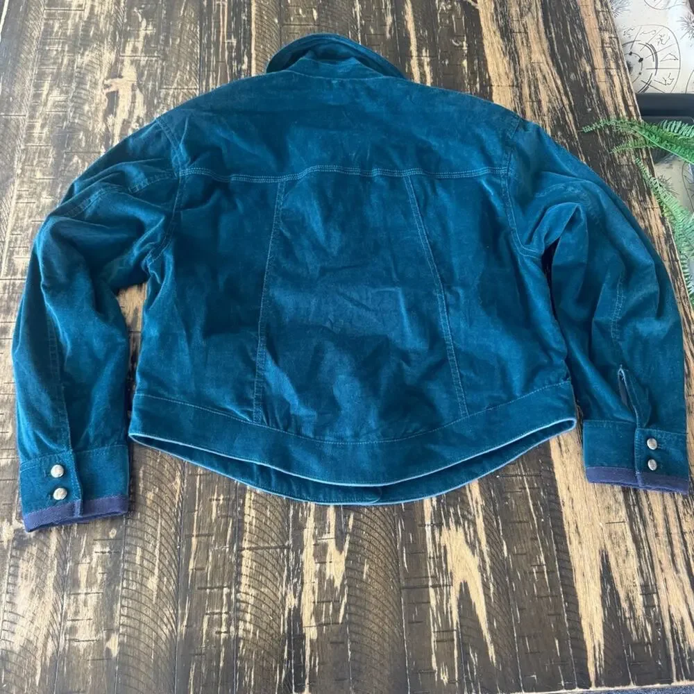 We The Free by FREE PEOPLE - Oversized Teal Corduroy Snap Jacket – Size SMALL